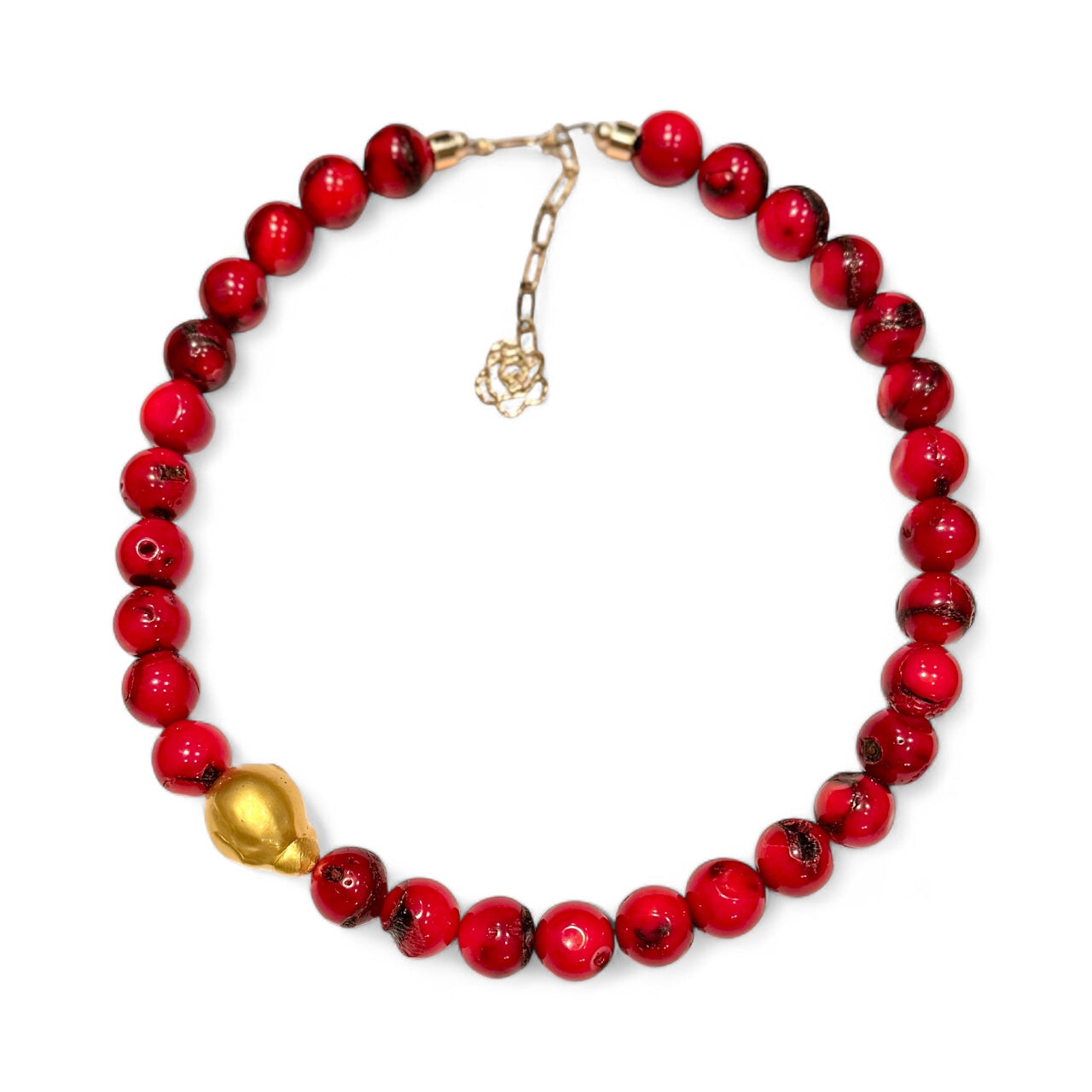 Red Coral with Gold Pearl
