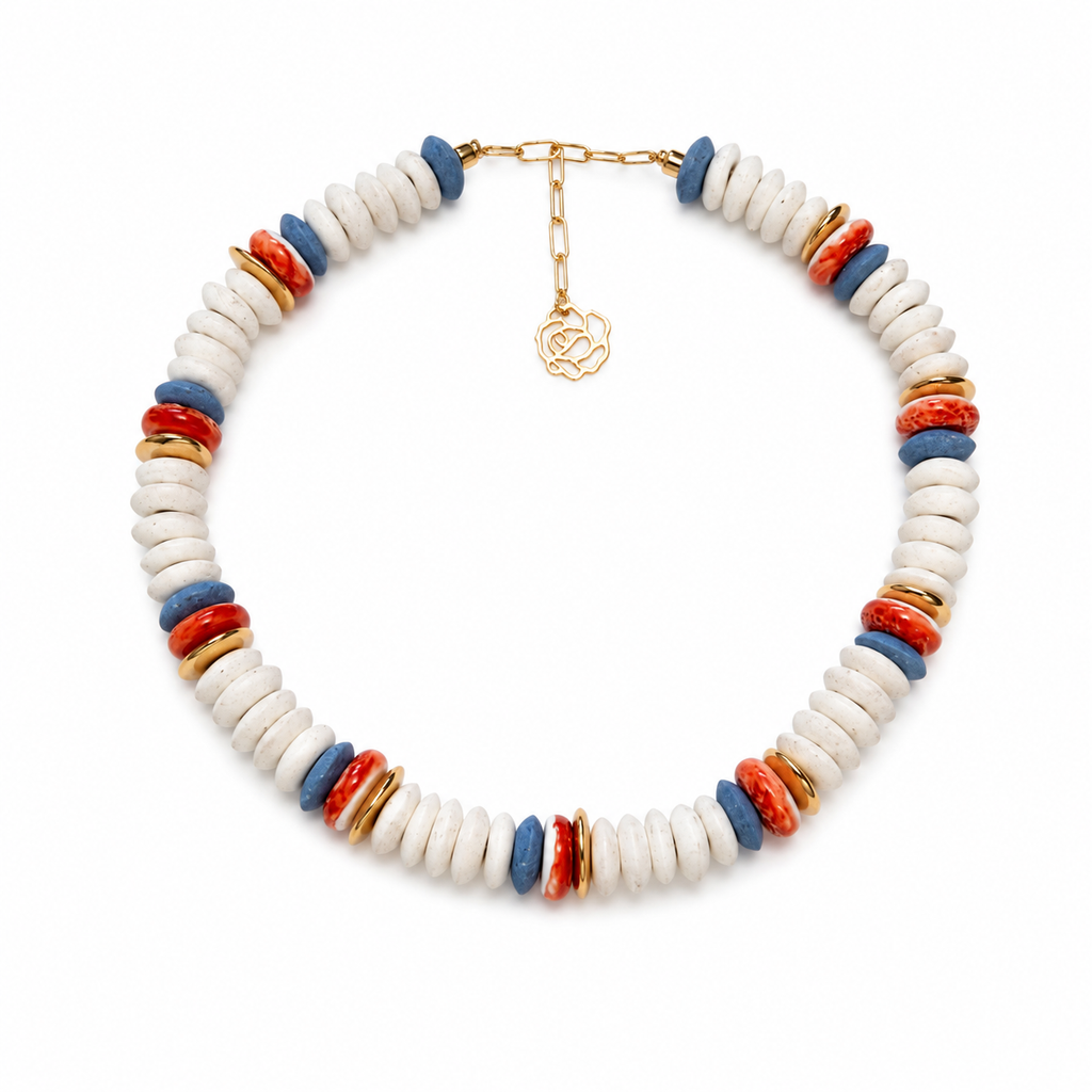 Asante Necklace in Red, White and Blue